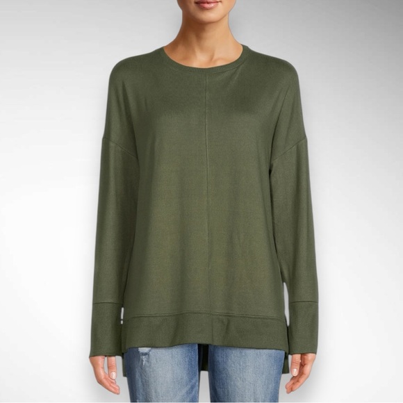 TIME AND TRU‎ Olive Green Crewneck Hacci Knit Oversized Sweater Small | EUC - Picture 1 of 9